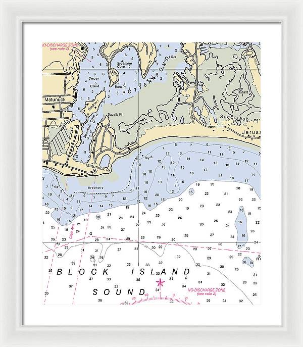 Matunuck -rhode Island Nautical Chart _v2 - Framed Print