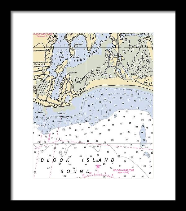 Matunuck -rhode Island Nautical Chart _v2 - Framed Print