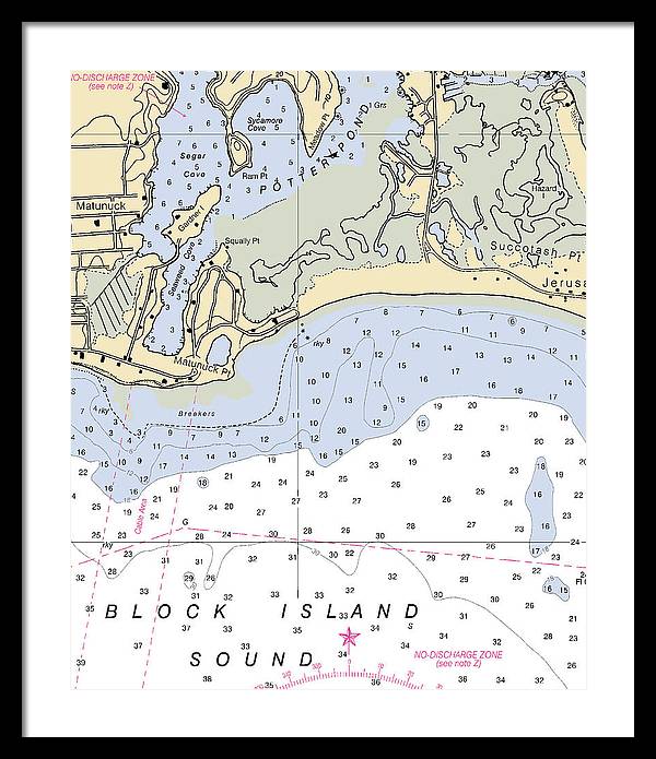 Matunuck -rhode Island Nautical Chart _v2 - Framed Print