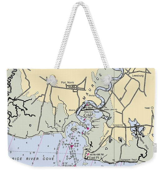 Maurice River-new Jersey Nautical Chart - Weekender Tote Bag