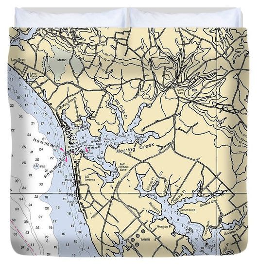 Mckay Beach Maryland Nautical Chart Duvet Cover