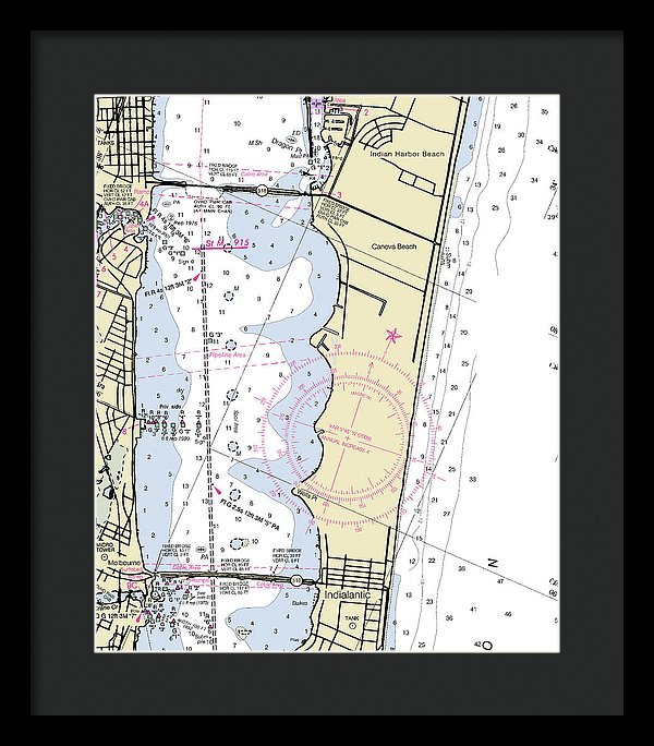 Melbourne Florida Nautical Chart - Framed Print