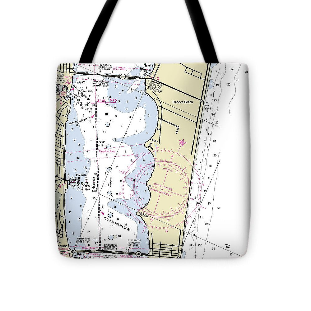 Melbourne Florida Nautical Chart - Tote Bag