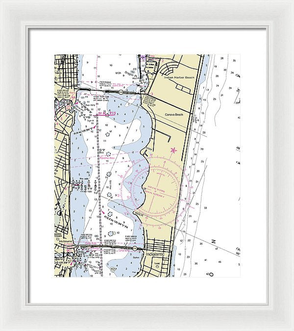 Melbourne Florida Nautical Chart - Framed Print