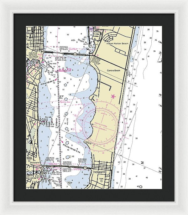 Melbourne Florida Nautical Chart - Framed Print