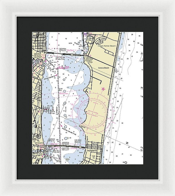 Melbourne Florida Nautical Chart - Framed Print