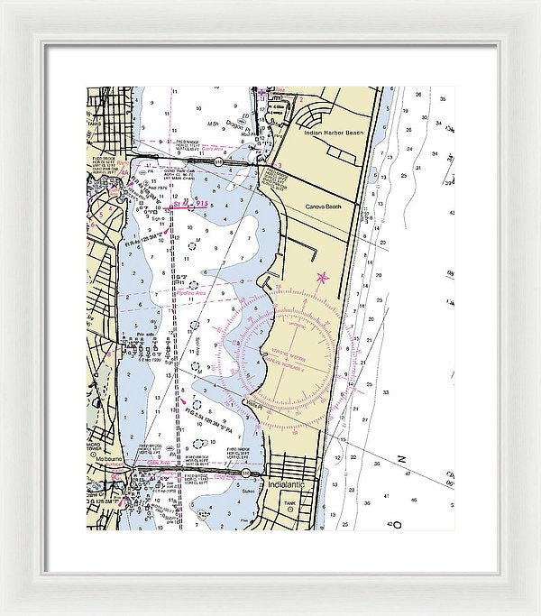 Melbourne Florida Nautical Chart - Framed Print