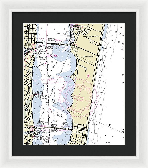 Melbourne Florida Nautical Chart - Framed Print