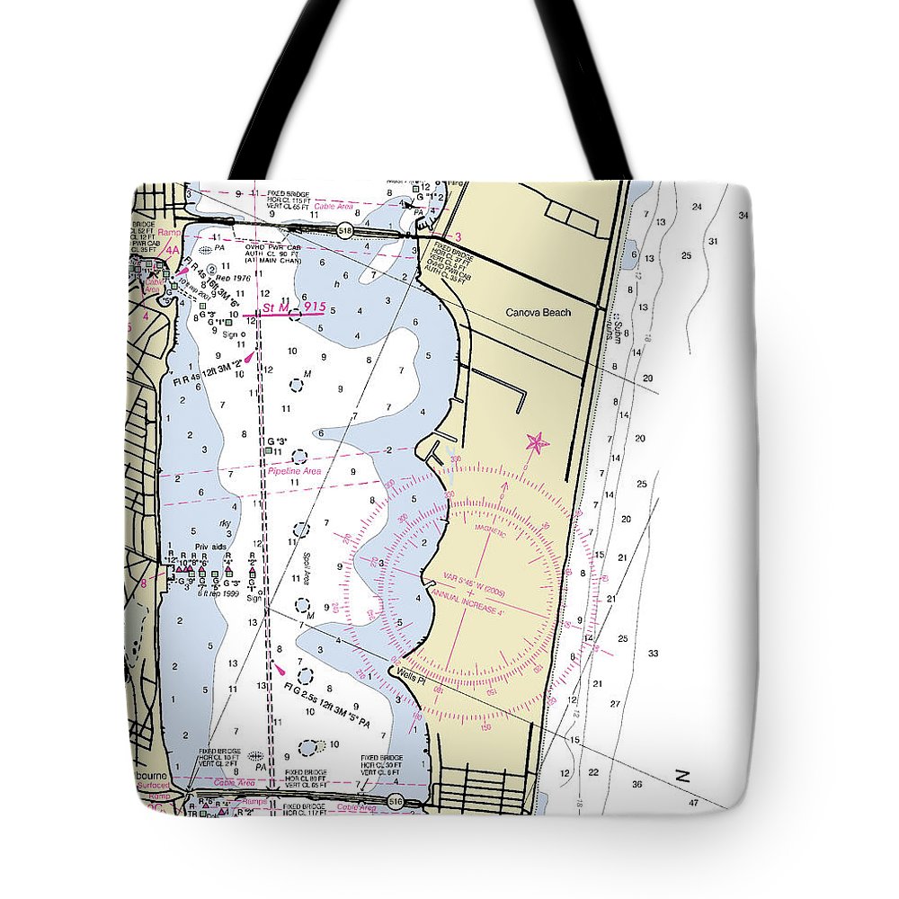 Melbourne Florida Nautical Chart - Tote Bag