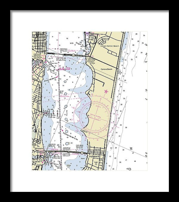 Melbourne Florida Nautical Chart - Framed Print