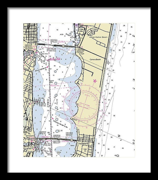 Melbourne Florida Nautical Chart - Framed Print