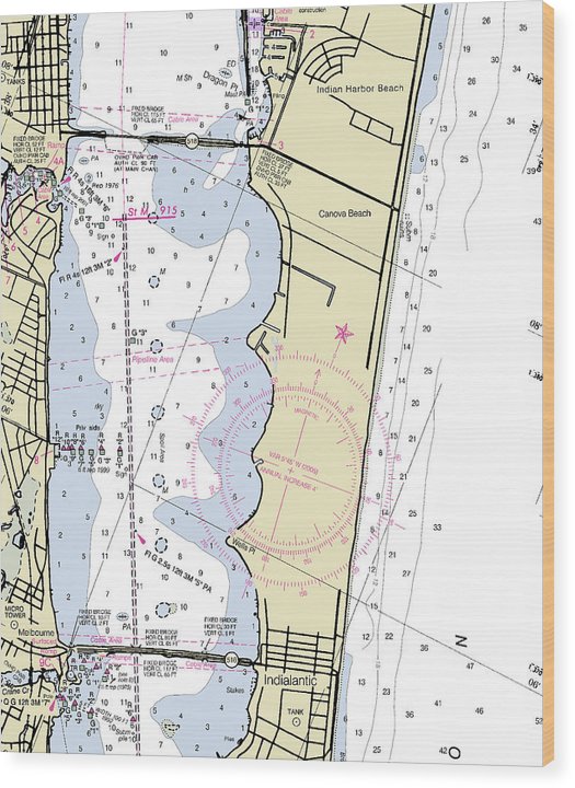 Melbourne Florida Nautical Chart Wood Print