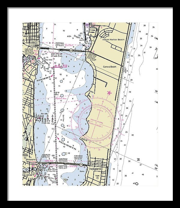 Melbourne Florida Nautical Chart - Framed Print