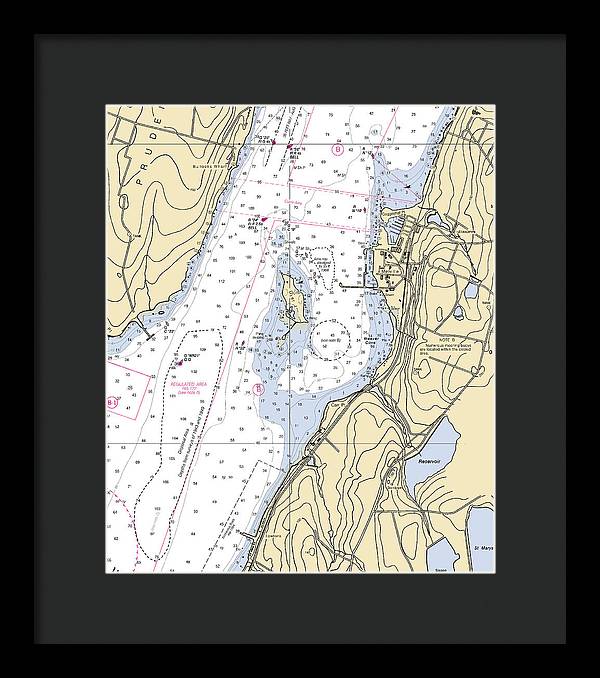 Melville-rhode Island Nautical Chart - Framed Print