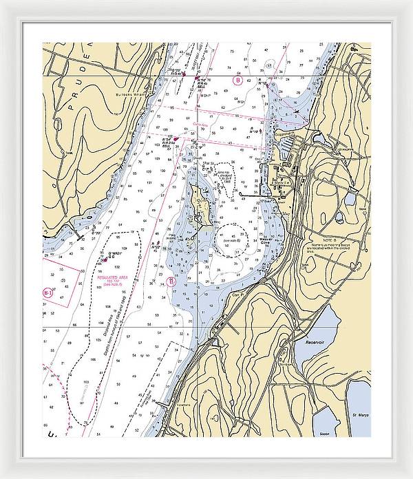 Melville-rhode Island Nautical Chart - Framed Print