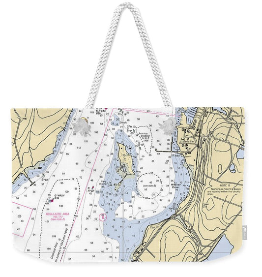 Melville-rhode Island Nautical Chart - Weekender Tote Bag