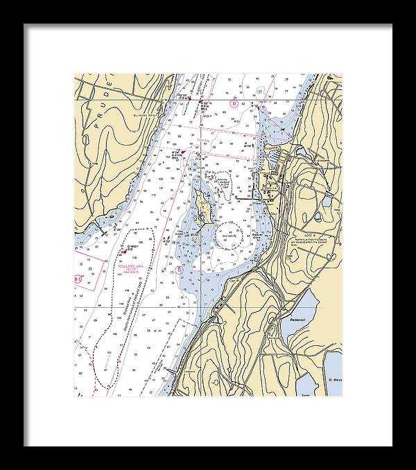 Melville-rhode Island Nautical Chart - Framed Print