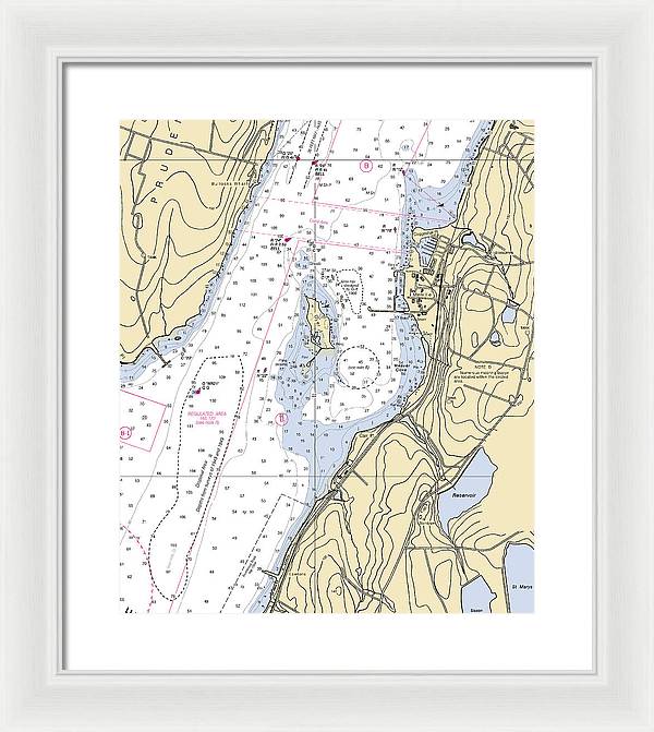 Melville-rhode Island Nautical Chart - Framed Print