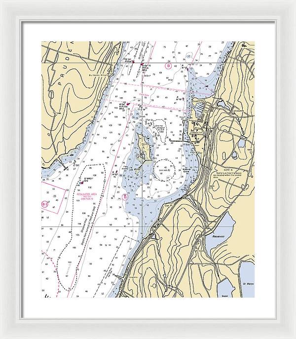 Melville-rhode Island Nautical Chart - Framed Print