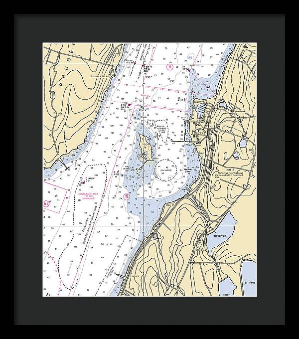 Melville-rhode Island Nautical Chart - Framed Print