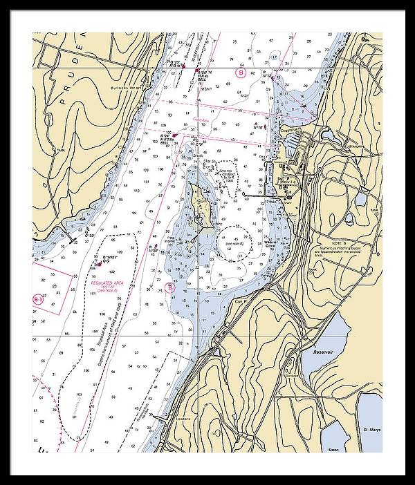 Melville-rhode Island Nautical Chart - Framed Print