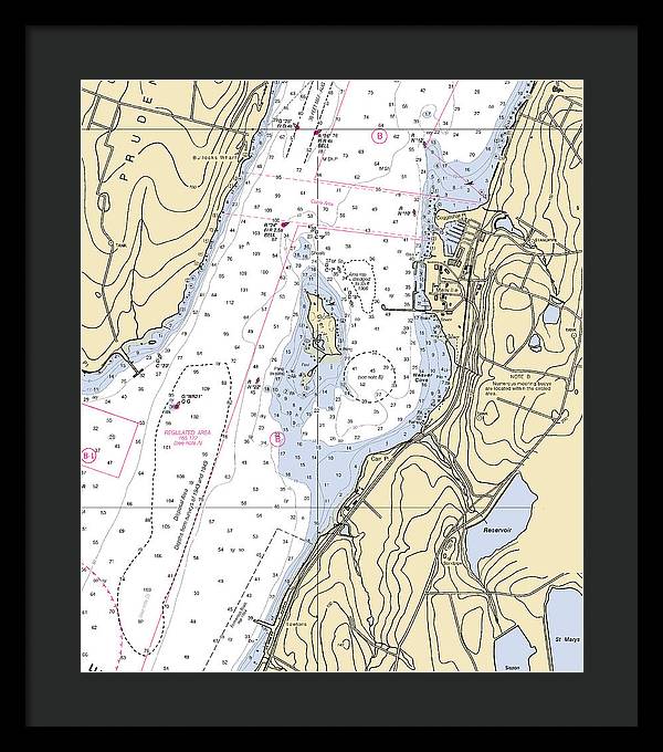 Melville-rhode Island Nautical Chart - Framed Print