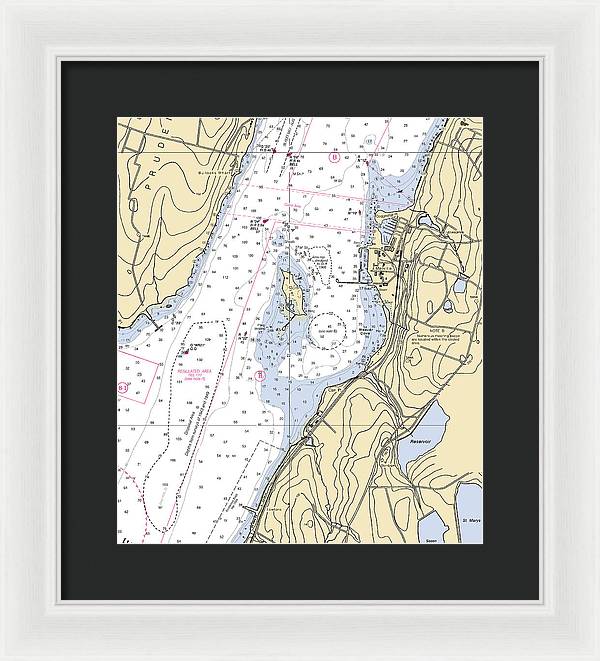 Melville-rhode Island Nautical Chart - Framed Print