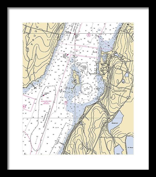 Melville-rhode Island Nautical Chart - Framed Print