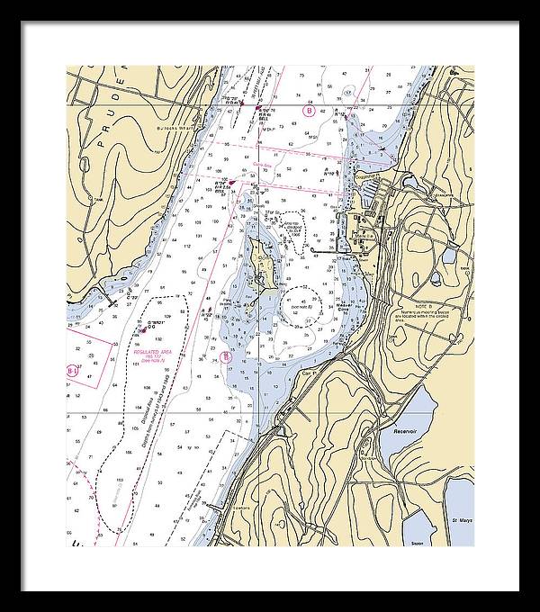 Melville-rhode Island Nautical Chart - Framed Print