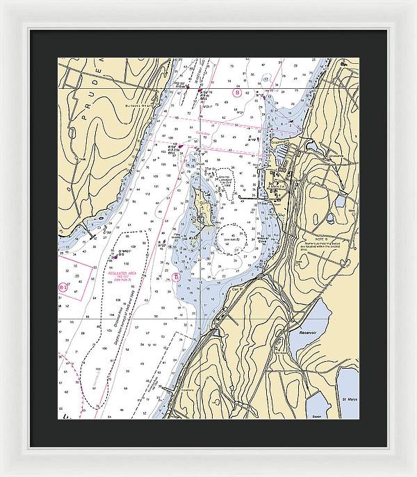 Melville-rhode Island Nautical Chart - Framed Print