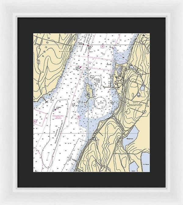 Melville-rhode Island Nautical Chart - Framed Print