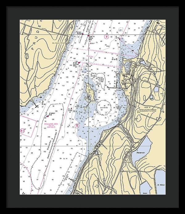 Melville-rhode Island Nautical Chart - Framed Print