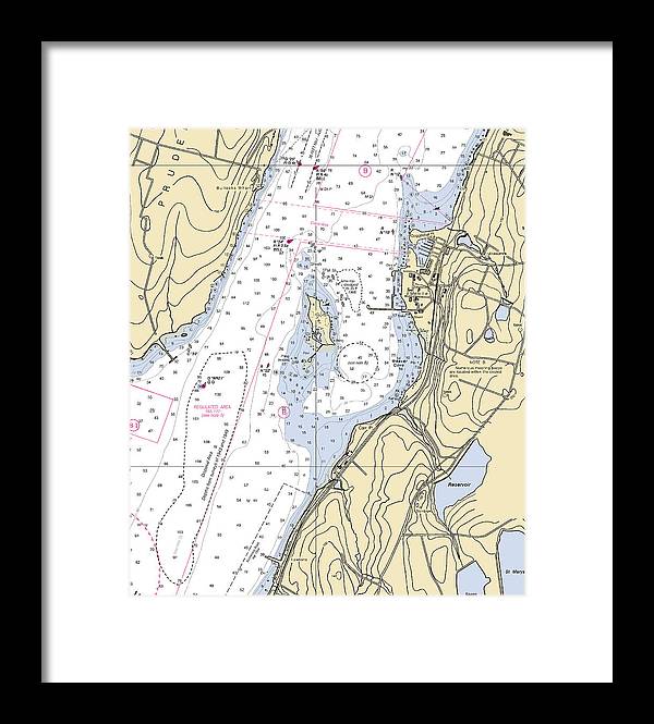 Melville-rhode Island Nautical Chart - Framed Print