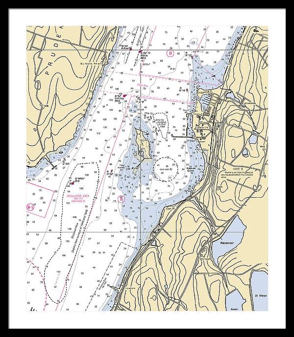 Melville-rhode Island Nautical Chart - Framed Print