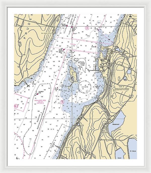 Melville-rhode Island Nautical Chart - Framed Print