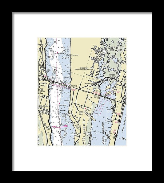 Merritt Island Florida Nautical Chart - Framed Print