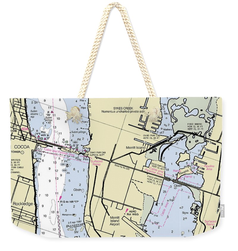 Merritt Island Florida Nautical Chart - Weekender Tote Bag