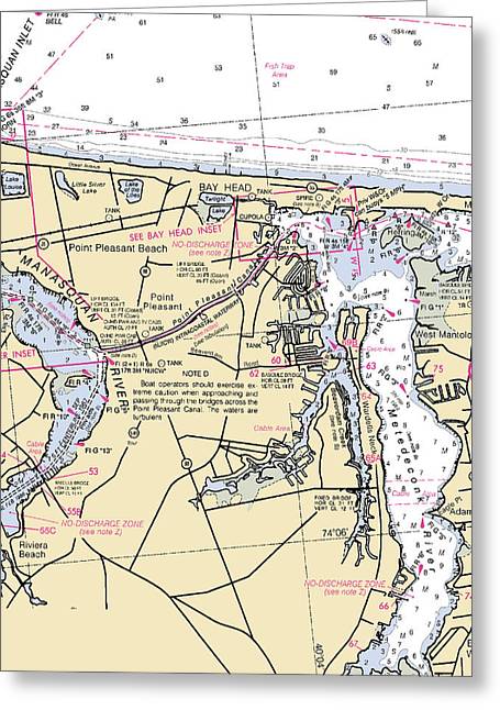 Metedeconk River-new Jersey Nautical Chart - Greeting Card