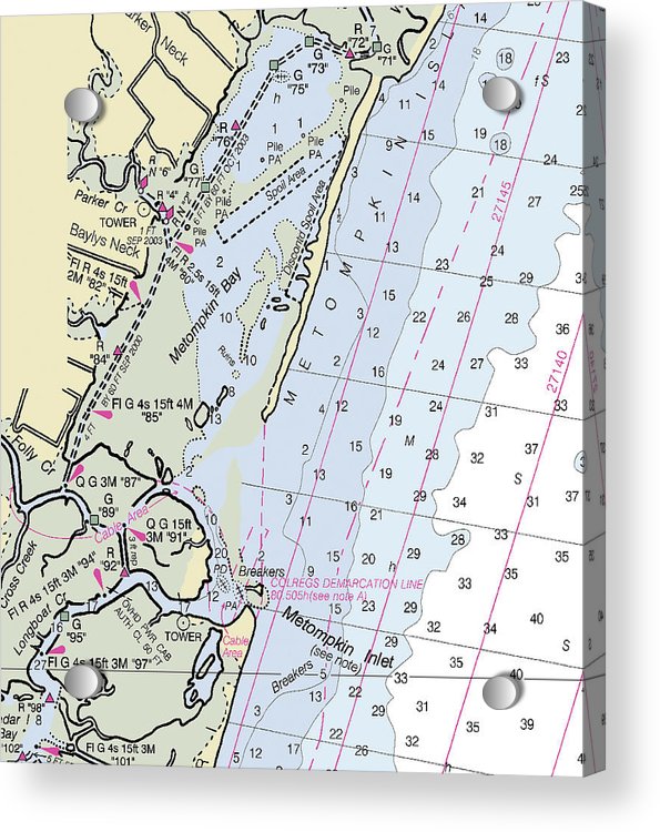 Metompkin Bay Virginia Nautical Chart - Acrylic Print