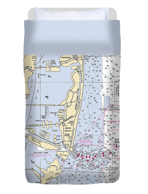 Miami Beach  -florida Nautical Chart _v2 - Duvet Cover