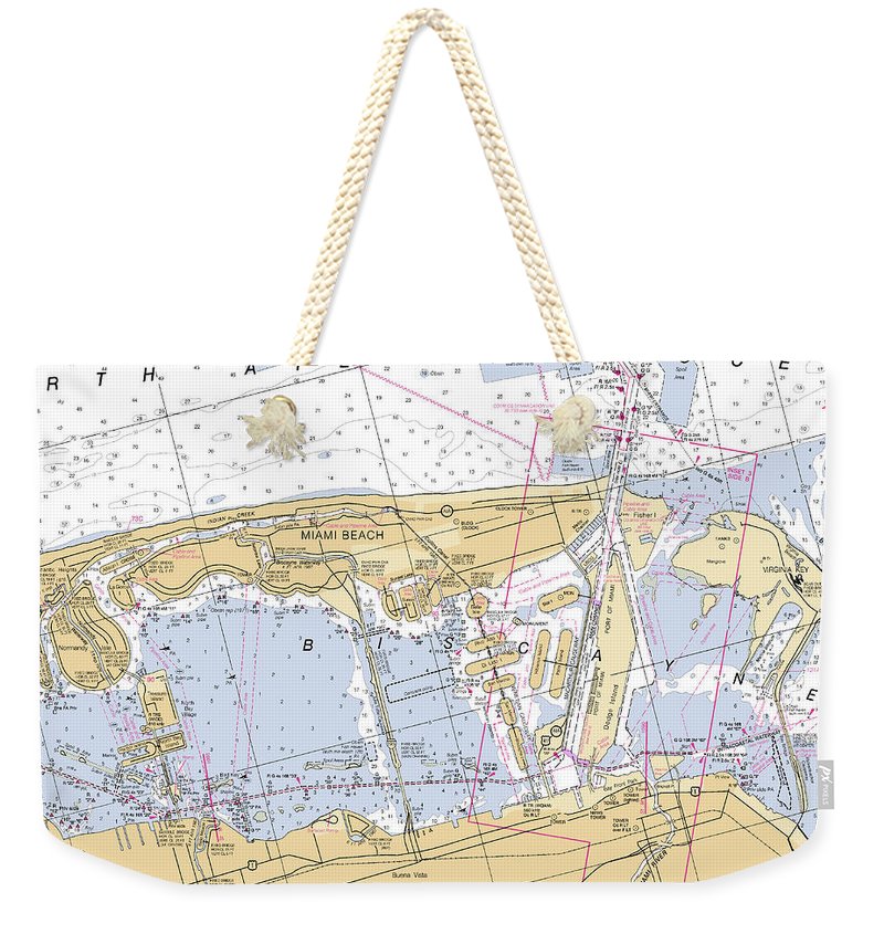 Miami-beach -florida Nautical Chart _v6 - Weekender Tote Bag