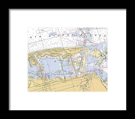 A beuatiful Framed Print of the Miami-Beach -Florida Nautical Chart _V6 by SeaKoast