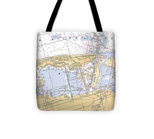 Miami Beach  Florida Nautical Chart _V6 Tote Bag