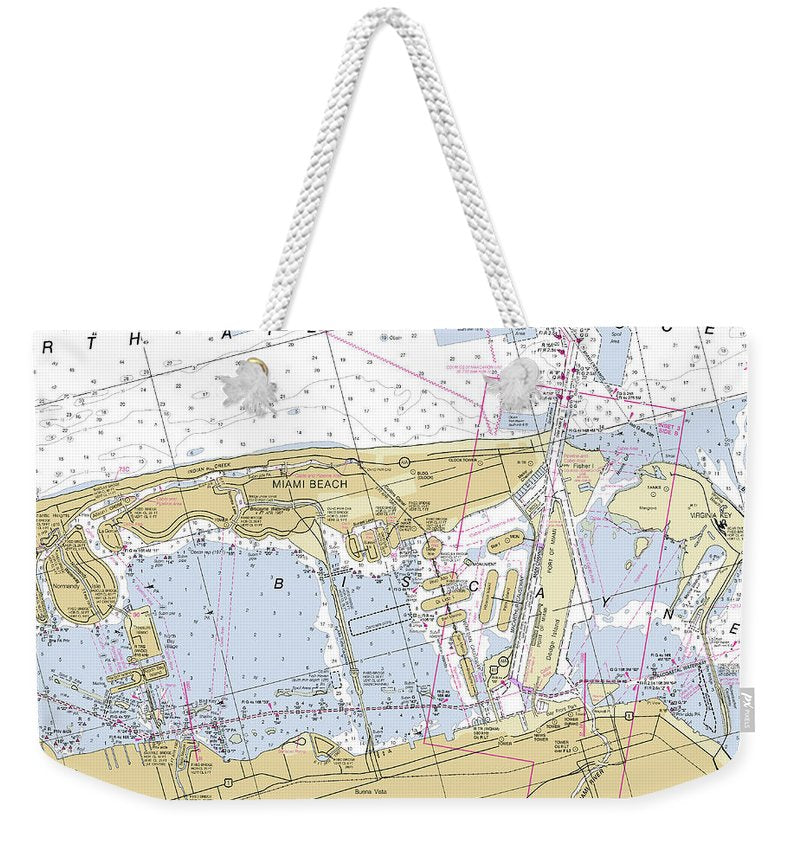 Miami Florida Nautical Chart - Weekender Tote Bag