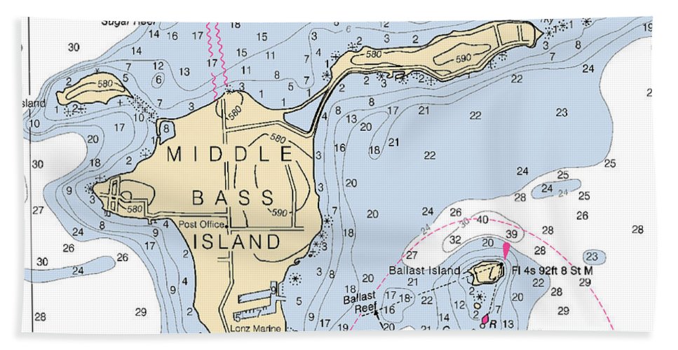 Middle Bass Island -ohio Nautical Chart _v2 - Beach Towel