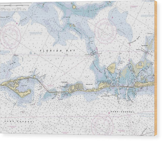 Middle-Keys -Florida Nautical Chart _V6 Wood Print