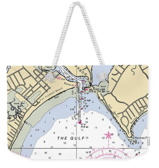 Milford-connecticut Nautical Chart - Weekender Tote Bag