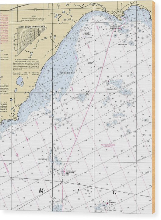 Millecoquins Point-Lake Michigan Nautical Chart Wood Print