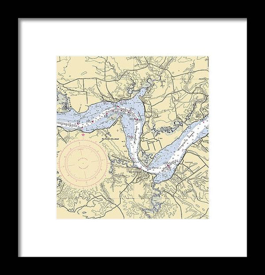 A beuatiful Framed Print of the Minges Reach-Virginia Nautical Chart by SeaKoast