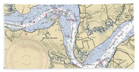 Minges Reach-virginia Nautical Chart - Beach Towel